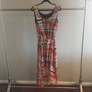 Tribal print hi-low colorful chiffon dress MSK 16